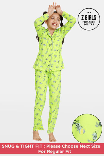 Buy Zivame Girls Bunny Rolls Knit Cotton Pyjama Set - Love Bird